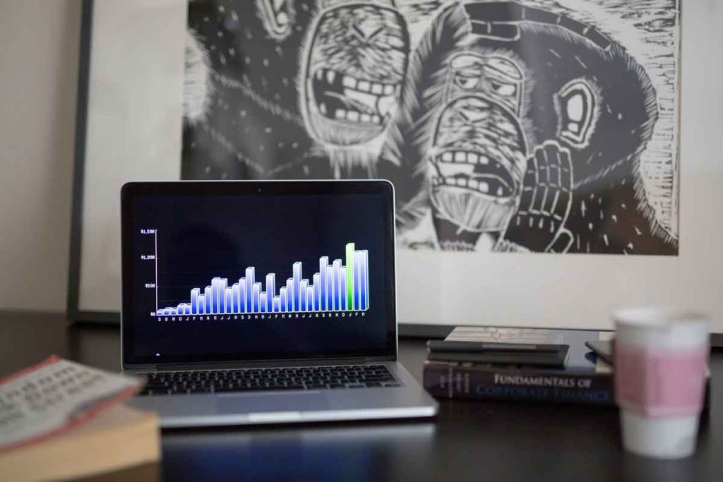 graphs shown on a laptop screen